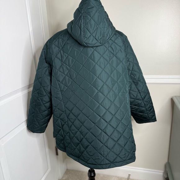 Lands’ End Women’s Forest Green Quilted Hooded Jacket 3X - Picture 7 of 13